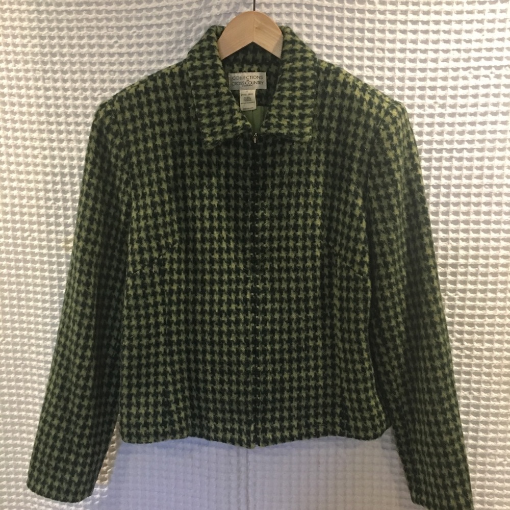 Like New houndstooth Wool blend zipper jacket